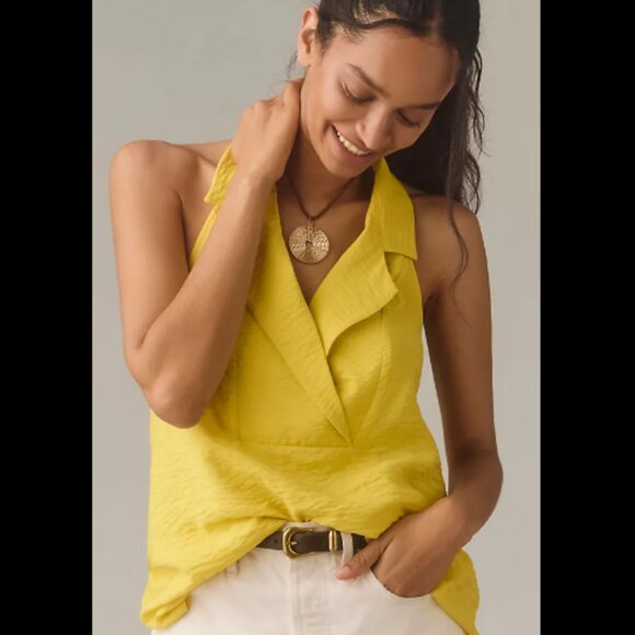 Brand New by Anthropologie The Dylon Sleeveless Wide-Placket Halter Top - Picture 3 of 9
